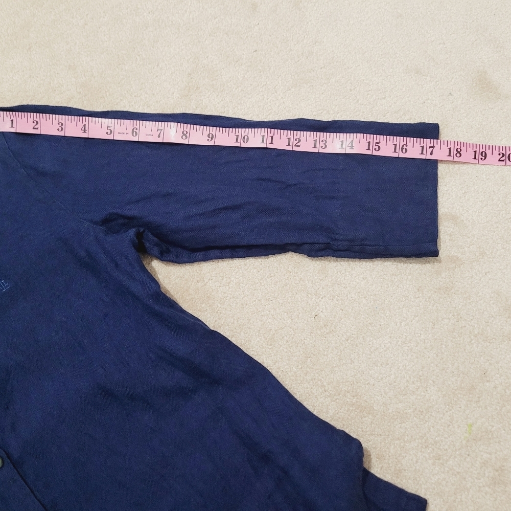 Lauren Ralph Lauren Women’s 100% Linen Button-Front Shirt Blouse Blue Size Small - Picture 8 of 10